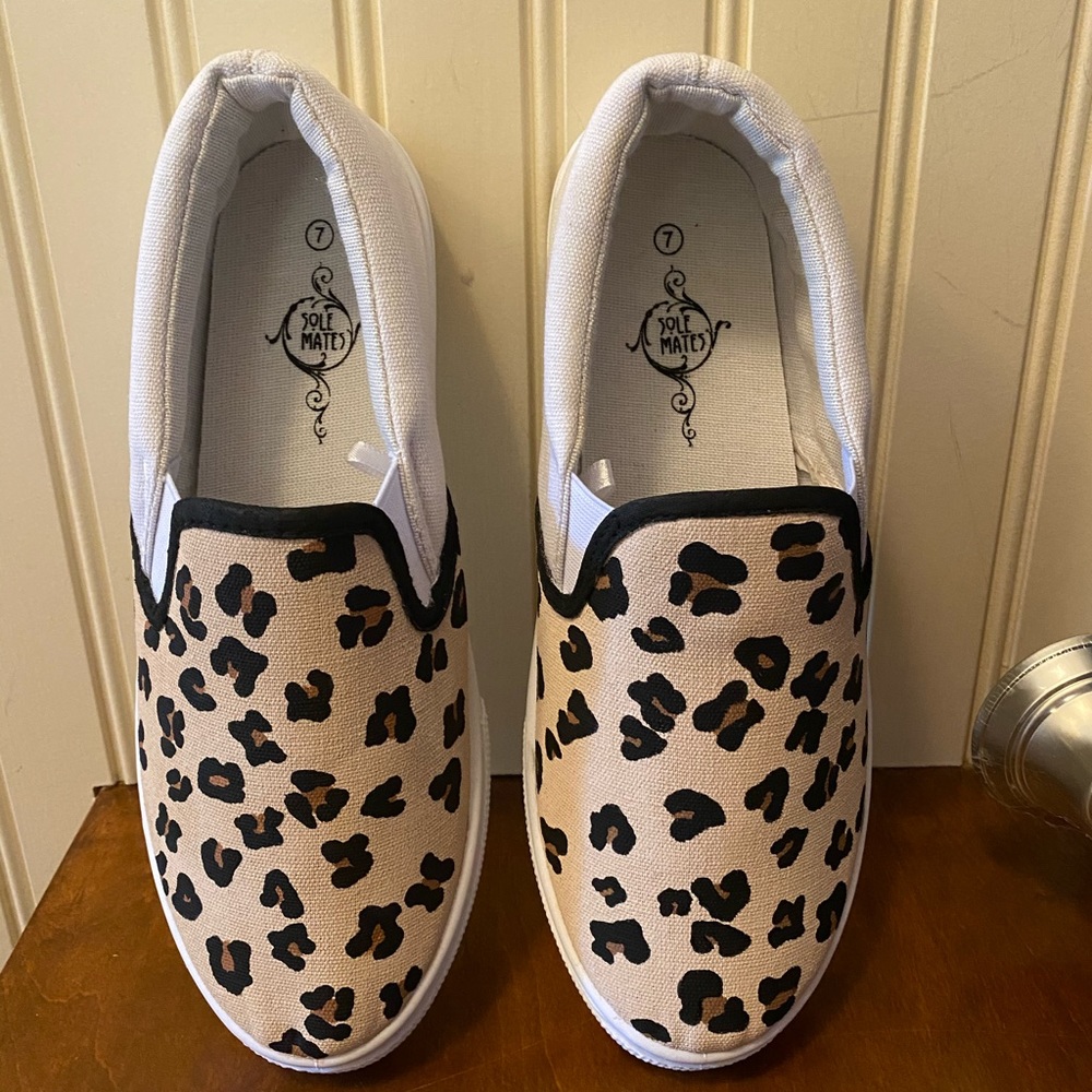 Cheetah painted slip on shoes